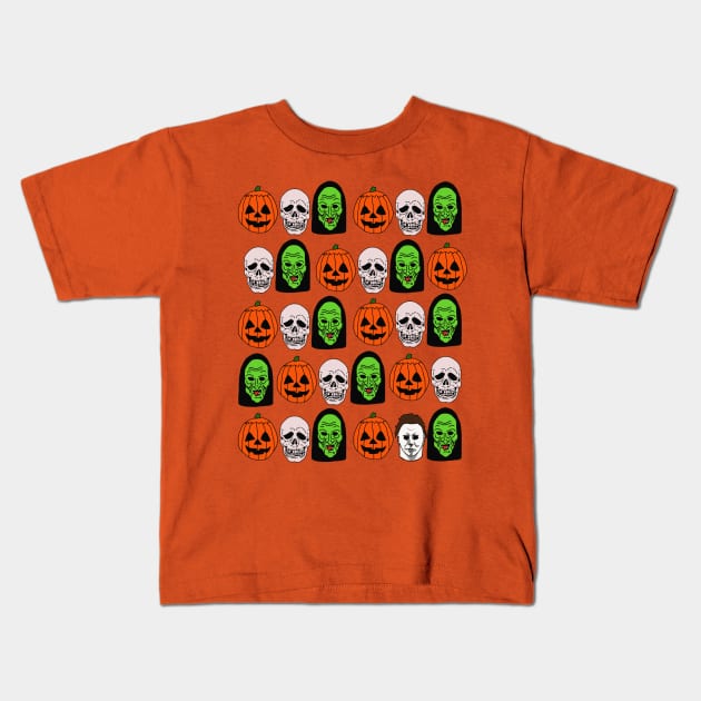 Silver Shamrock Masks Kids T-Shirt by Lydia's Green Light Closet 